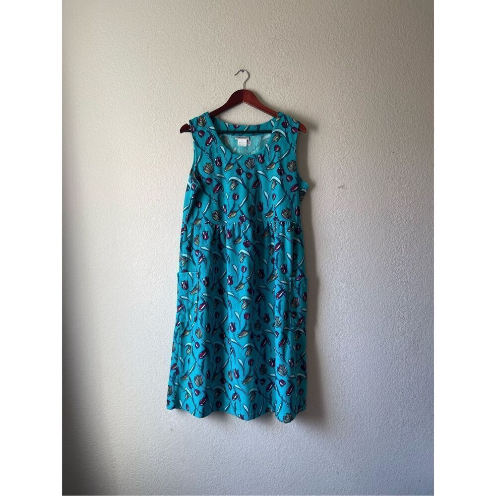 Vintage terry cloth floral dress size‎ large with pockets